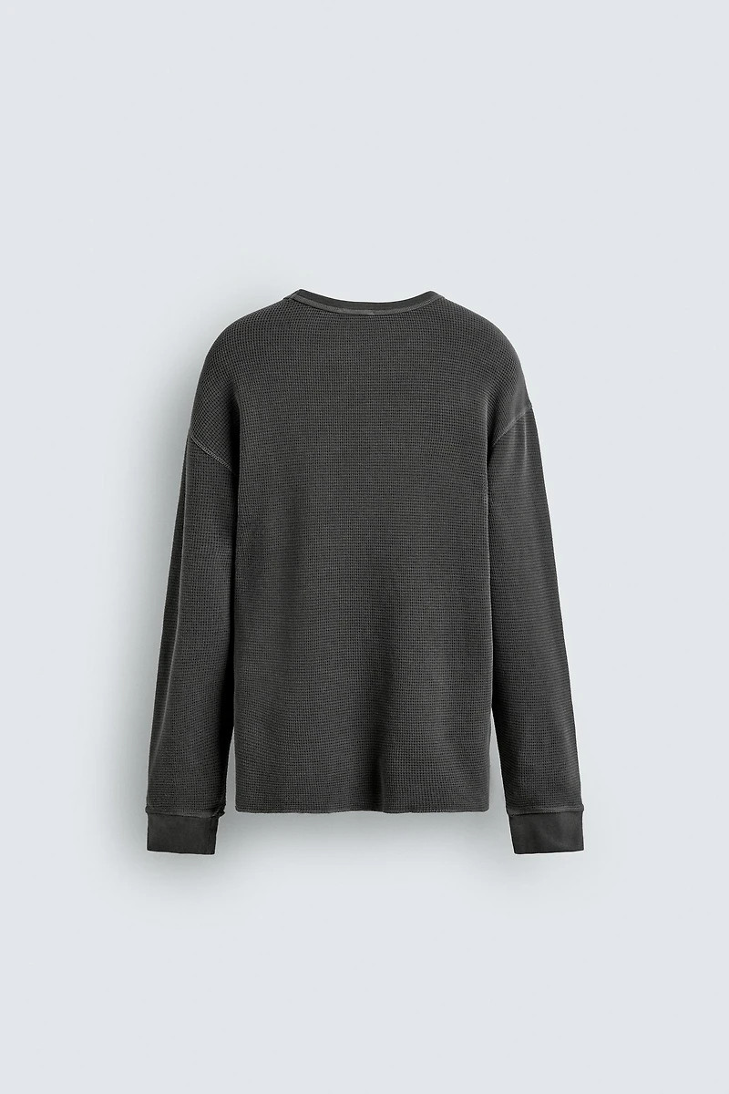 WASHED WAFFLE KNIT T-SHIRT