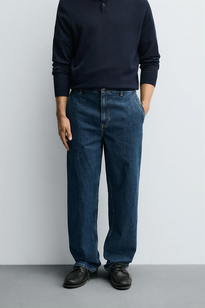 DENIM CHINO STRAIGHT FIT PANTS