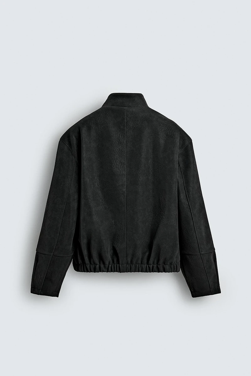 TEXTURED FAUX LEATHER JACKET