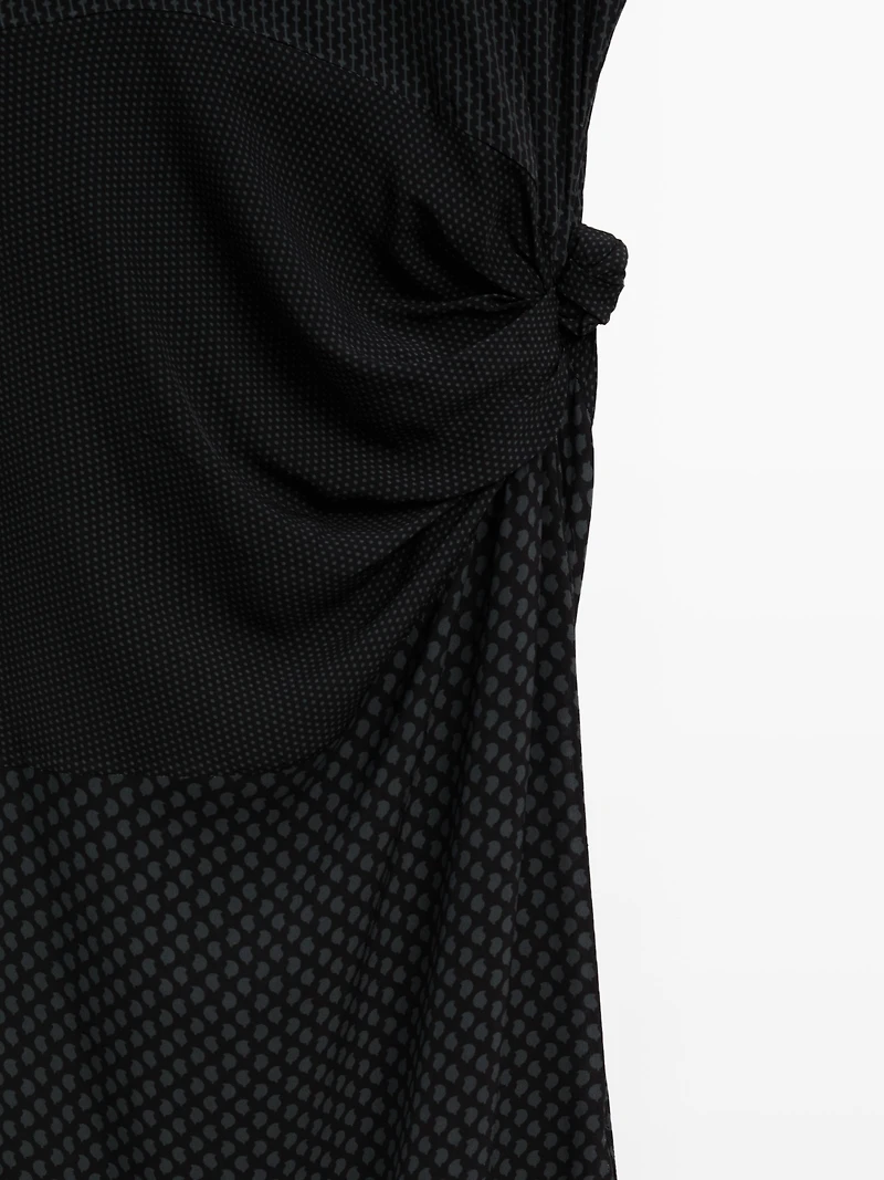 Long flowing printed dress with knot detail