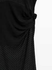 Long flowing printed dress with knot detail