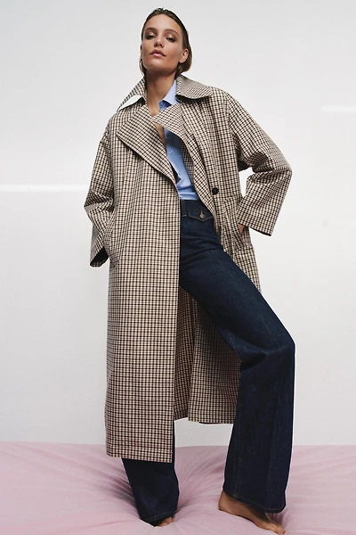 ZW COLLECTION OVERSIZED PLAID TRENCH COAT