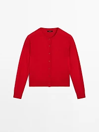 Cardigan laine à col rond