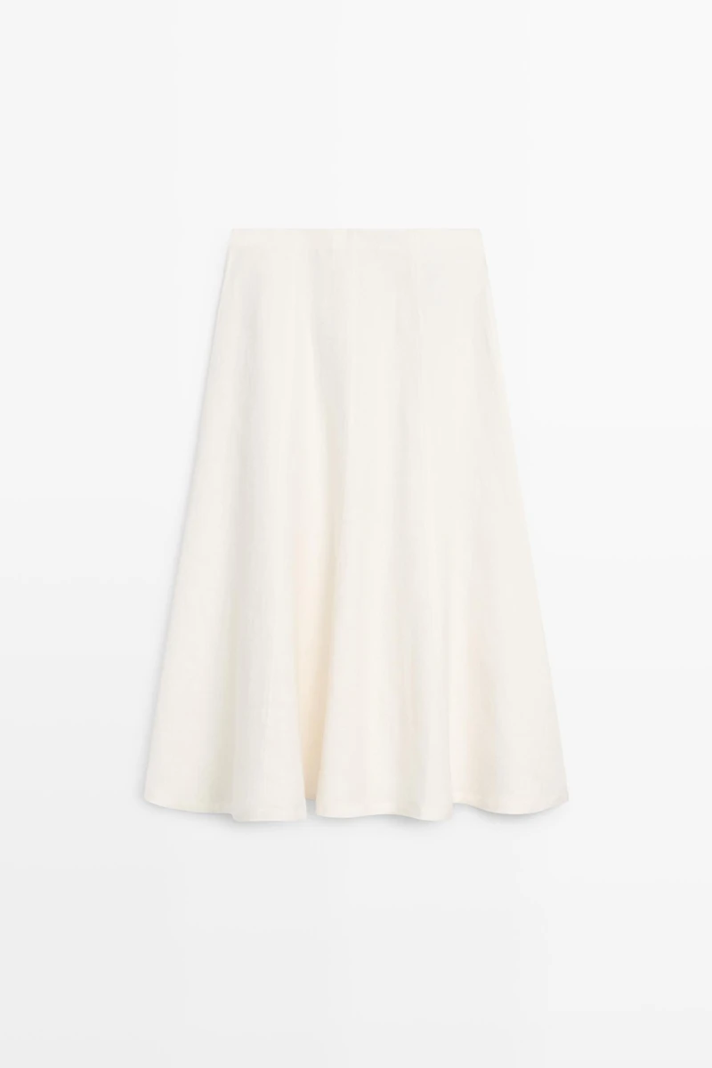 Jupe midi fluide 100 % lin