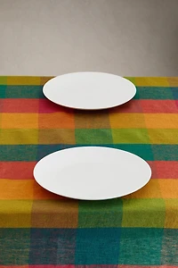 MULTICOLORED CHECK LINEN TABLECLOTH