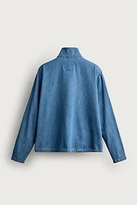 WASHED LIGHTWEIGHT DENIM POLO SHIRT