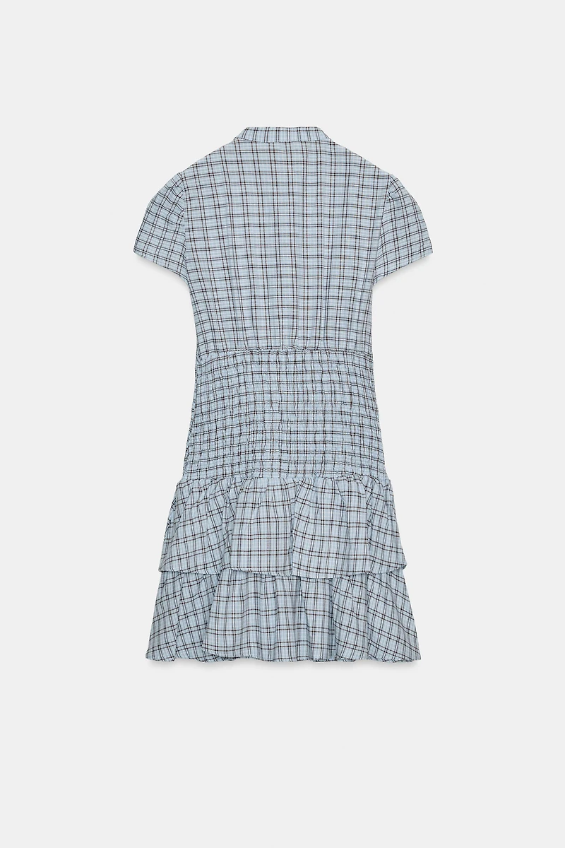 RUFFLED PLAID SHORT DRESS