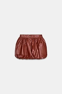 FAUX LEATHER BALLOON MINI SKIRT