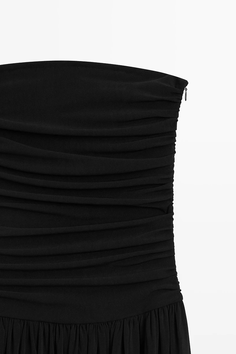 Strapless balloon midi dress