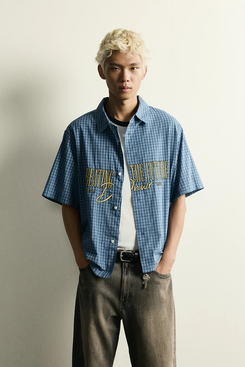 CHEMISE RELAXED FIT À CARREAUX ET FERMETURE ZIPPÉE