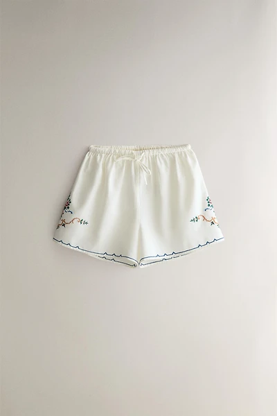 SHORT COTON LIN BRODÉ