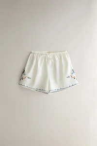 SHORT COTON LIN BRODÉ