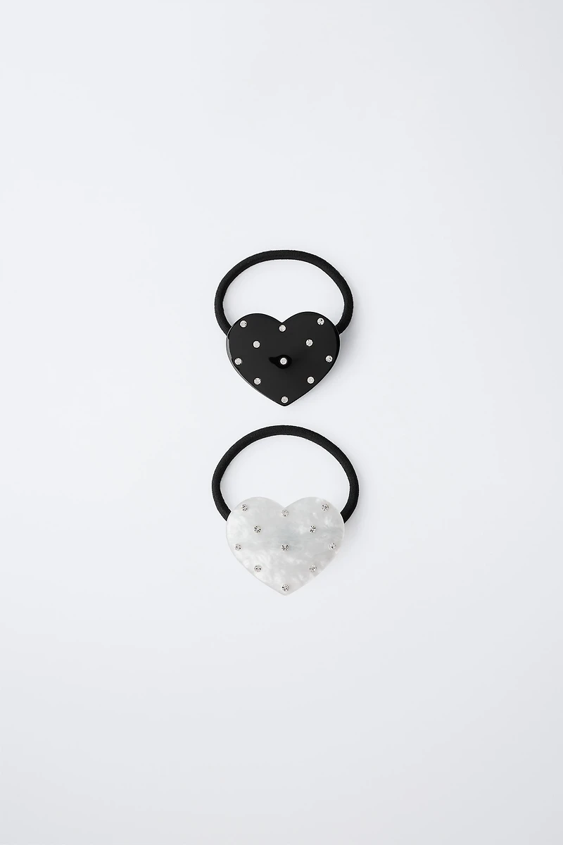 TWO-PACK OF GLITTER HEART HAIR TIES