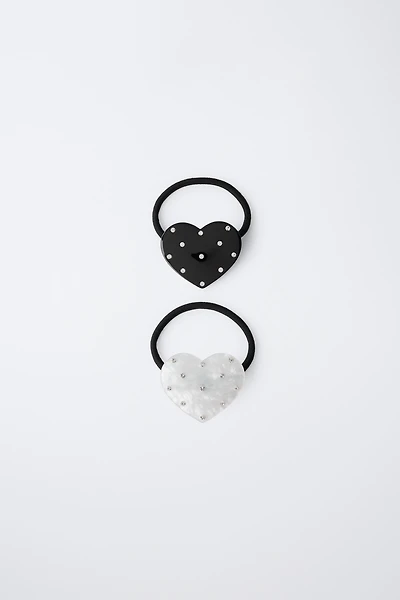 TWO-PACK OF GLITTER HEART HAIR TIES
