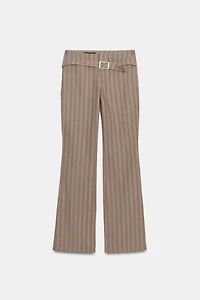FLARE STRIPED PANTS WITH BUCKLE