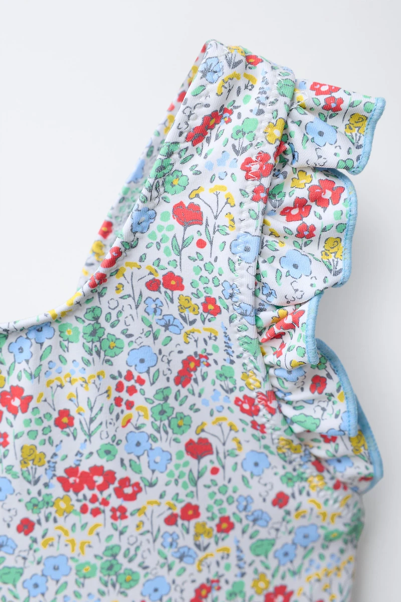 1-6 YEARS/ RUFFLED FLORAL SWIMSUIT