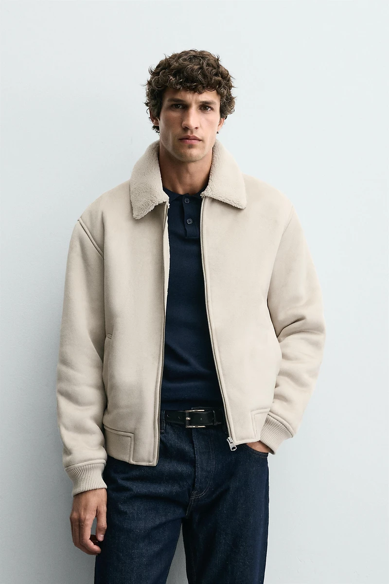 VESTE EFFET DAIM BI-MATIÈRE