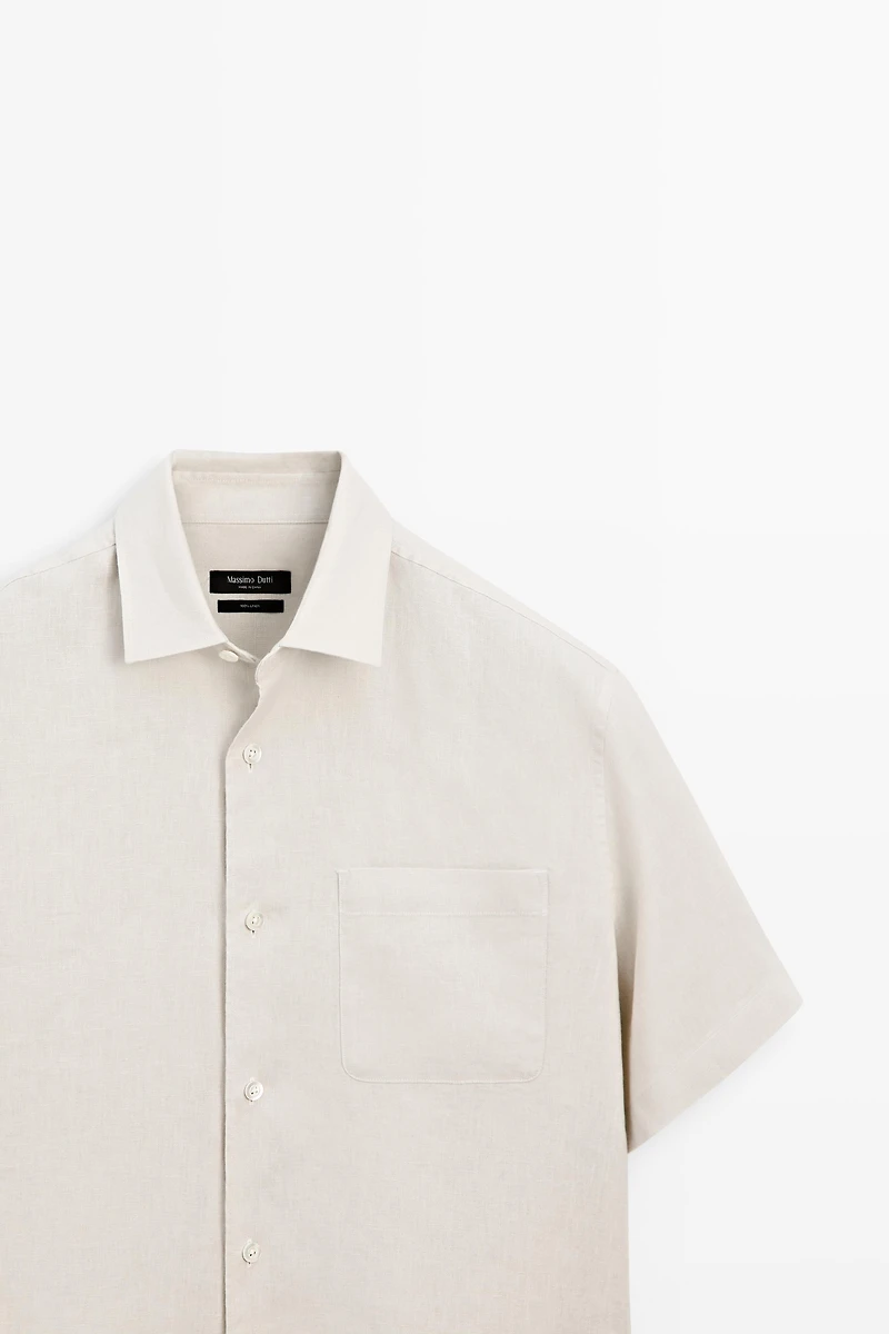Chemise regular fit manches courtes 100% lin