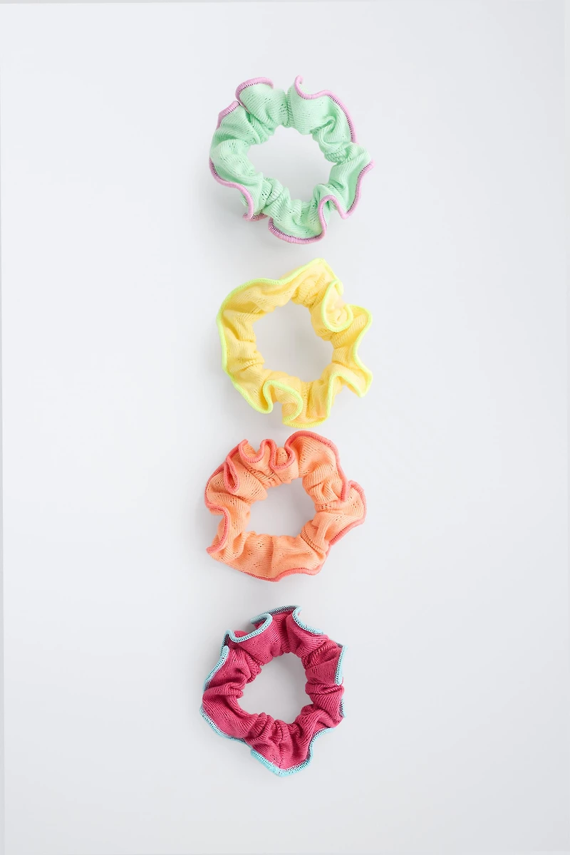 FOUR-PACK OF CONTRAST TRIM SCRUNCHIES