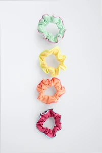FOUR-PACK OF CONTRAST TRIM SCRUNCHIES