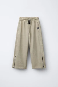 GARMENT DYE WIDE LEG FLEECE PANTS