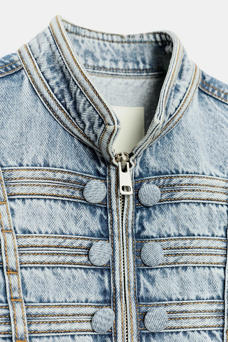 ZW COLLECTION FITTED BUTTON DENIM JACKET