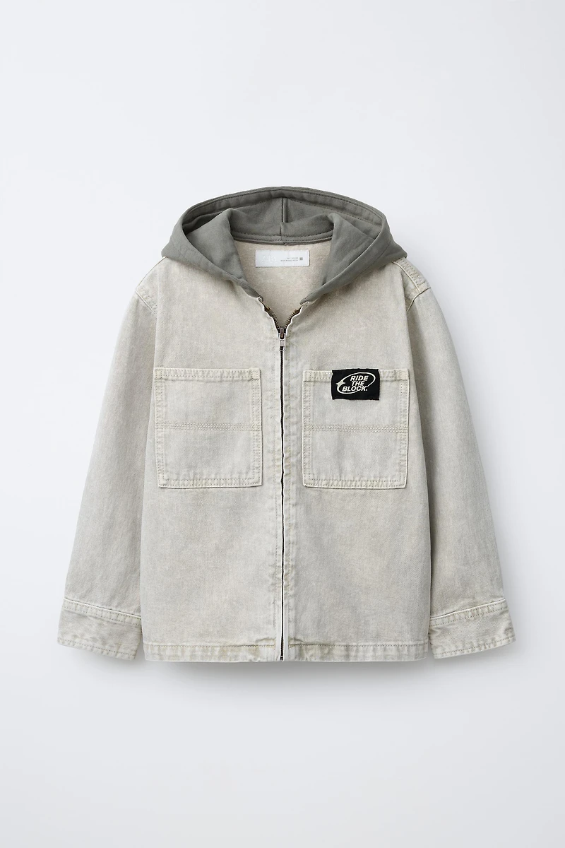ACID WASH FELPA HOODIE OVERSHIRT