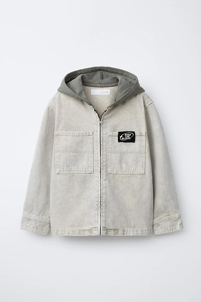 ACID WASH FELPA HOODIE OVERSHIRT