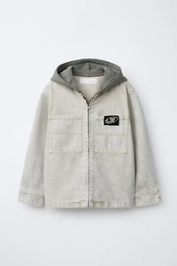 ACID WASH FELPA HOODIE OVERSHIRT