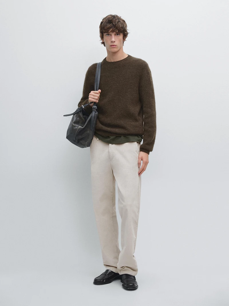 Relaxed fit corduroy denim-effect trousers