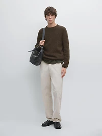 Relaxed fit corduroy denim-effect trousers