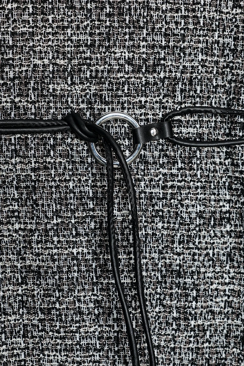 TEXTURED BELTED DRESS