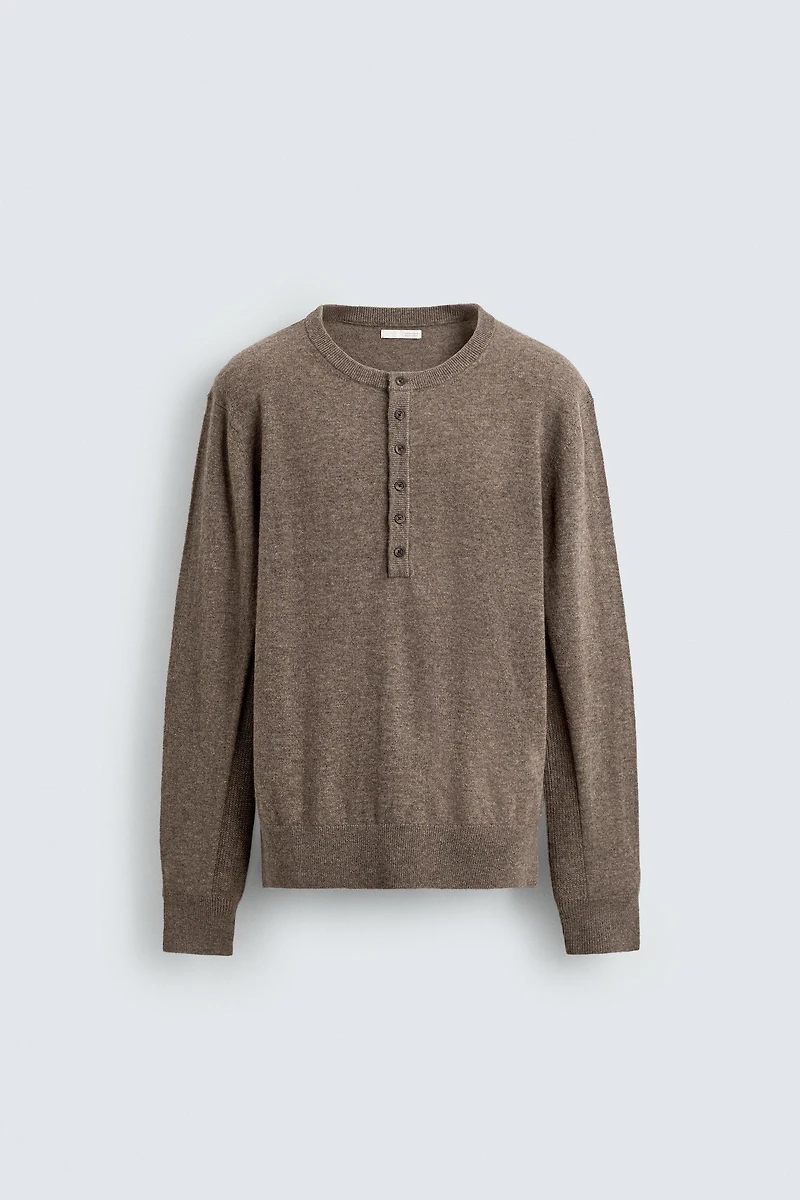 WOOL BLEND HENLEY JUMPER