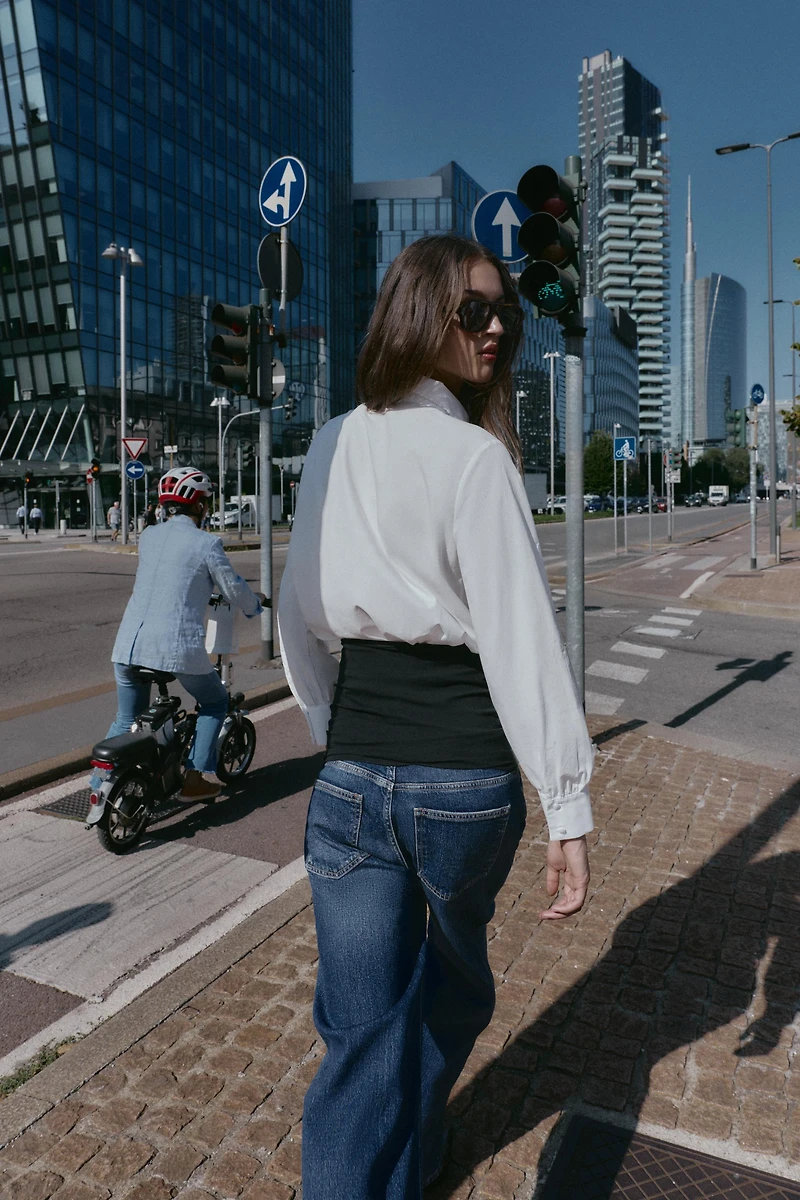 BOW POPLIN SHIRT
