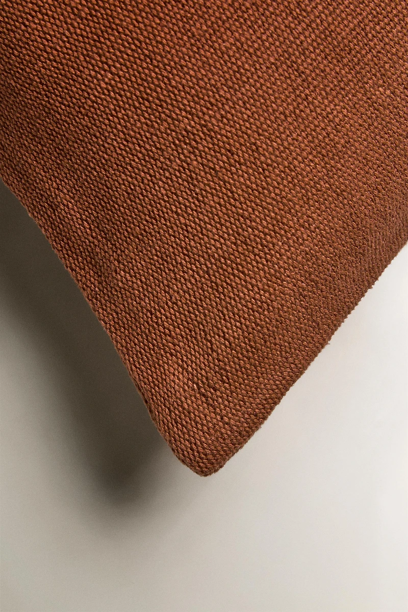 JUTE AND COTTON THROW PILLOW COVER
