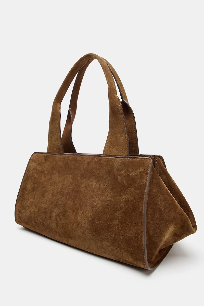 DOUBLE HANDLE SPLIT LEATHER BAG