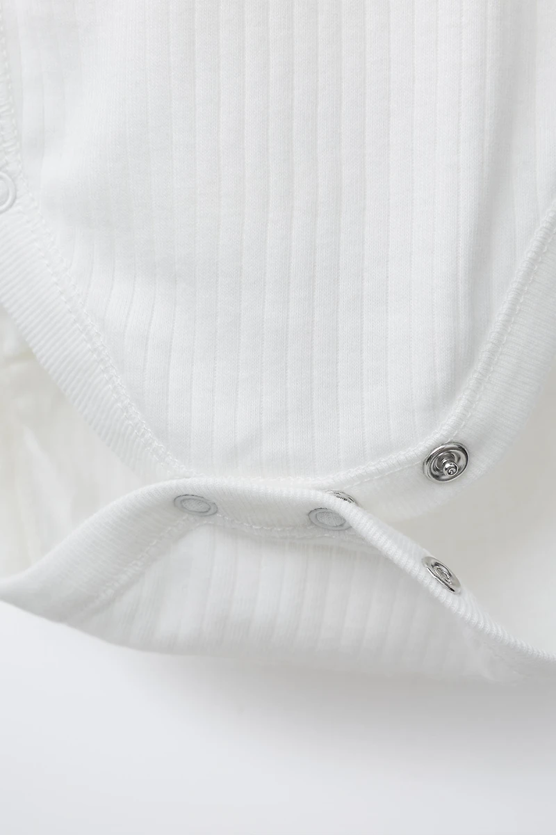 0-6 MONTHS/ THREE-PACK OF LONG-SLEEVE BODYSUITS WITH KIMONO COLLAR