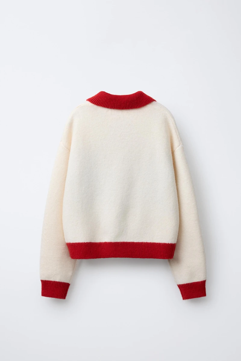 EMBROIDERED AND BOW CARDIGAN