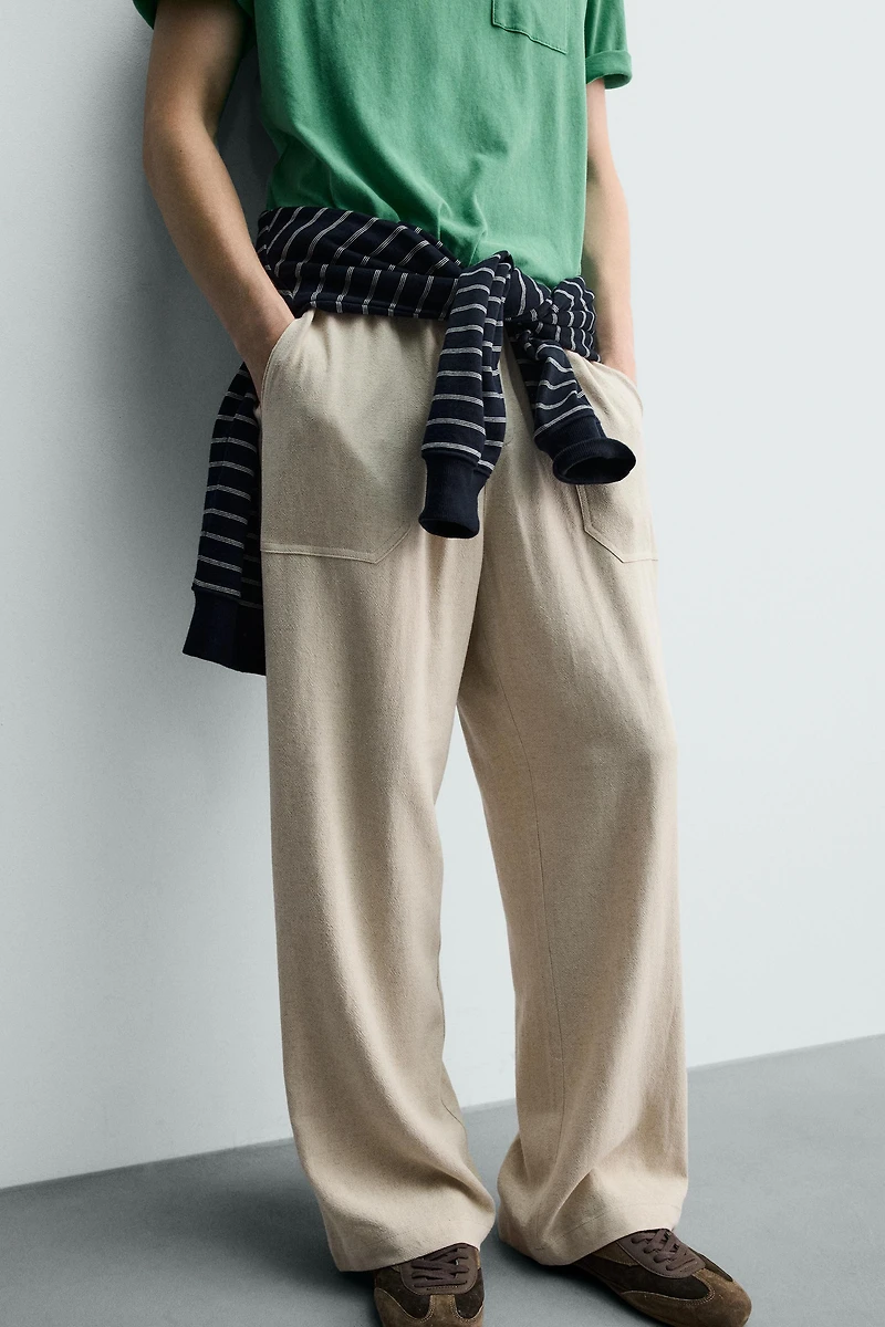 RELAXED FIT VISCOSE-LINEN PANTS