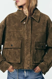 100% LEATHER BOMBER JACKET