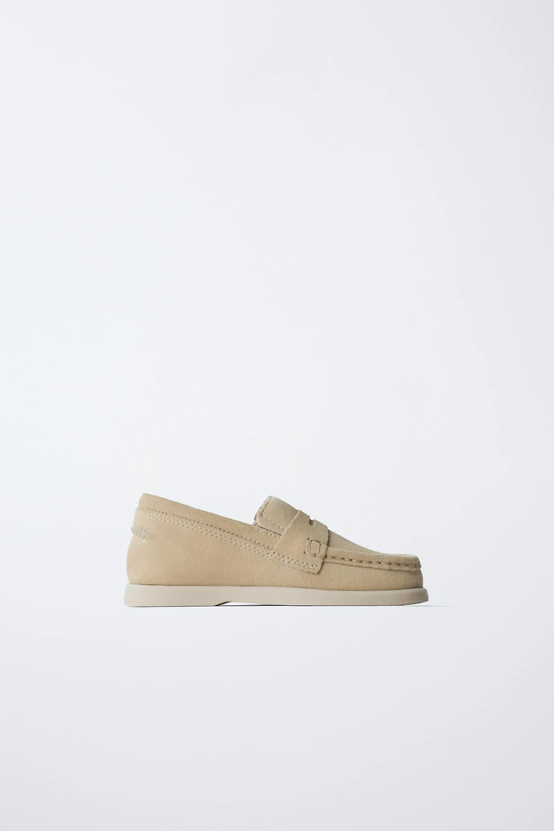 SADDLE SPLIT LEATHER LOAFERS