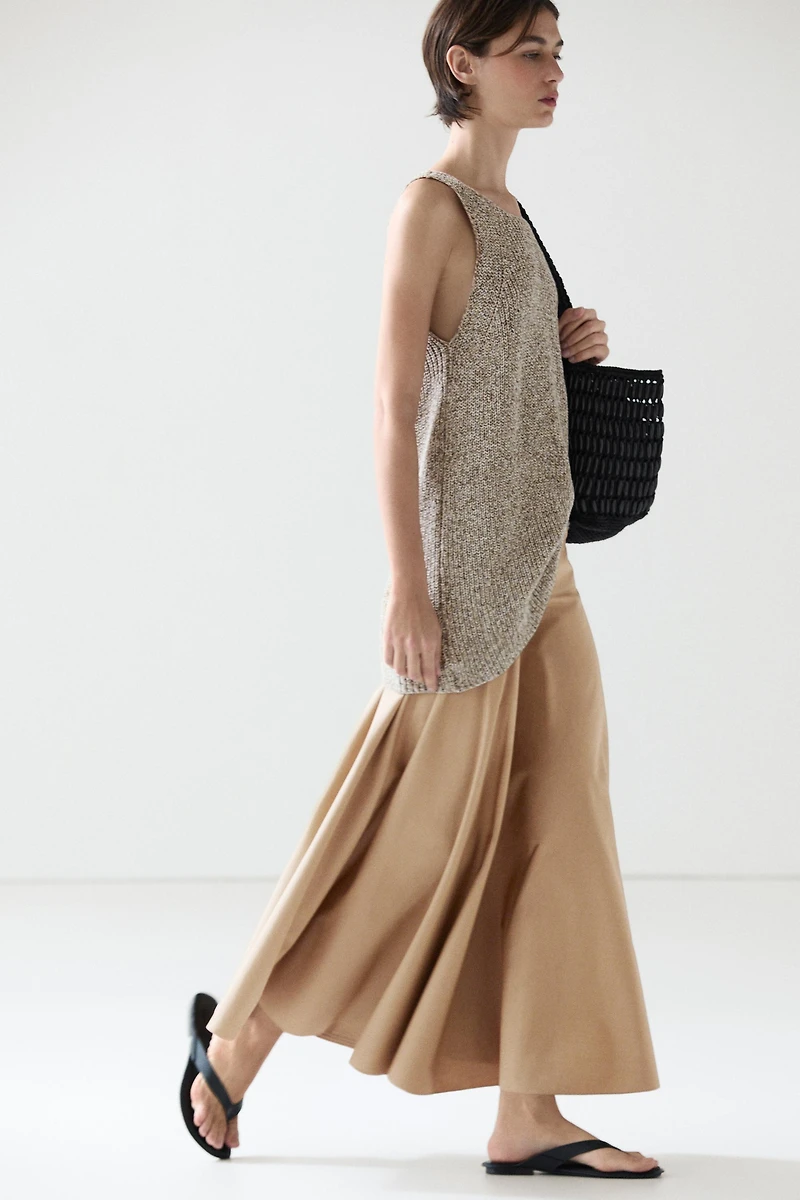 Flounce midi skirt with yoke detail