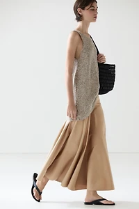 Flounce midi skirt with yoke detail