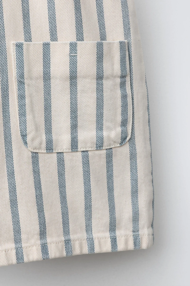 STRIPED OVERALL SHORTS