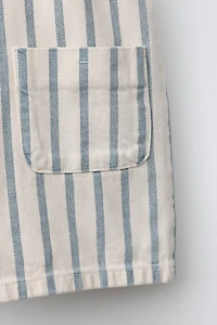 STRIPED OVERALL SHORTS