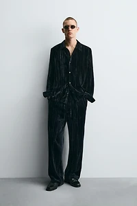 PLEATED VELVET PANTS