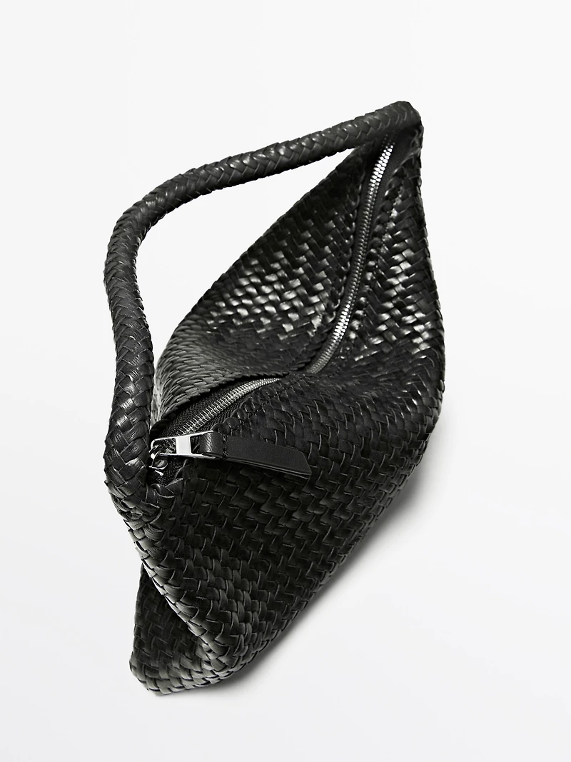 Small braided leather shoulder bag