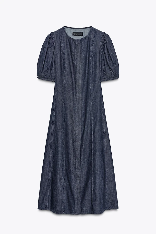 slim fit dress slacks OW Collection Ella Denim Shirt Dress in Blue