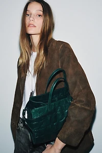 EMBOSSED LEATHER CITY BAG