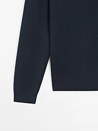 Pull en maille de coton à col camionneur zippé